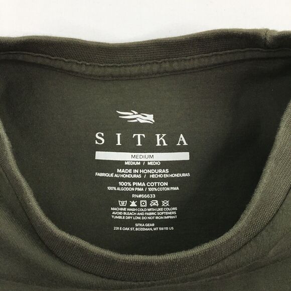 Sitka T-Shirt Mens Medium Army Green Camo Logo Short Sleeve Crew Neck Hunting - Picture 5 of 6